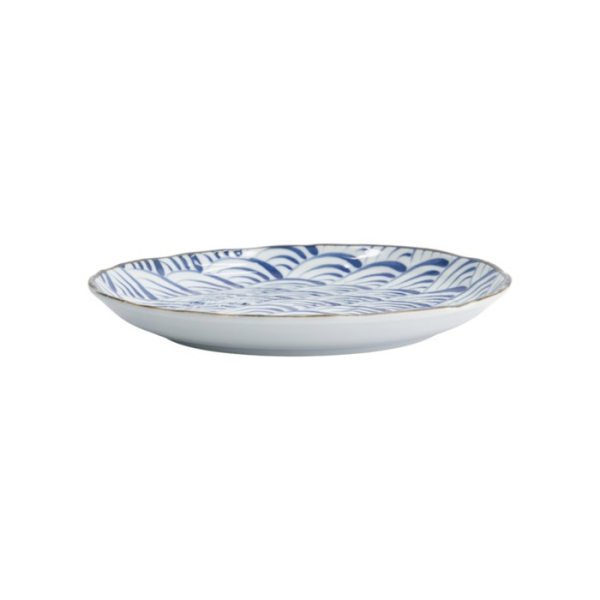 Plate Natsu Nami Blue/White, Porcelain, Ø 24.7 × 3 cm, Item No. 22341