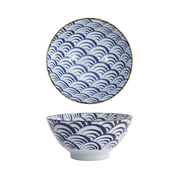 Tokyo Design Studio Bowl Natsu Nami Mixed Bowls Blue/White, Porcelain, Ø 17.8 × 8.7 cm, 1 l