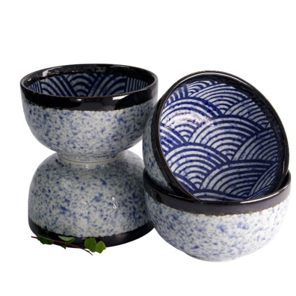 TDS, 4 Bowls Set, Aisai Seigaiha, Ø 12.7 x 7 cm, Item No. 22513