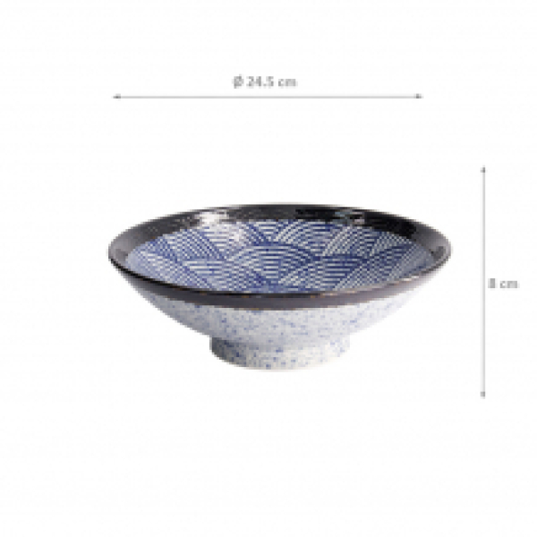TDS, Bowl in Gift Box, Aisai Seigaiha, Ø 24.5 x 8 cm, Item No. 22514