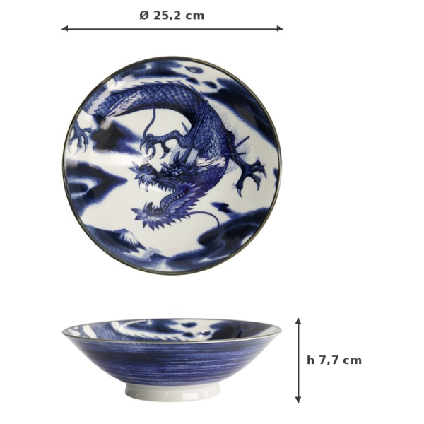 Bowl Japonism Dragon Blue, Porcelain, Ø 25.2 × 7.7 cm, Item No. 22515