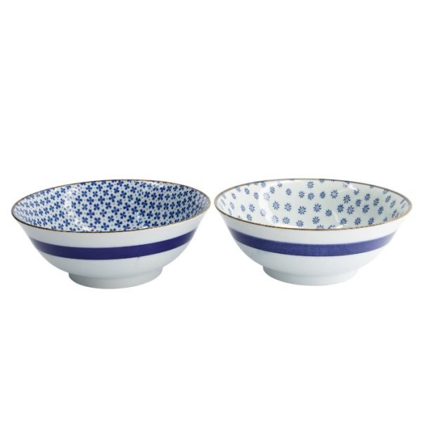 TDS, 2 Bowls Set, Mixed Bowls Japan Flower, Ø 19 cm, Item No. 22527