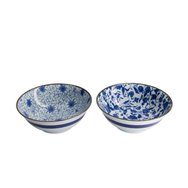 TDS, 2 Bowls Set, Mixed Bowls Japan Flower, Ø 19 cm, Item No. 22528