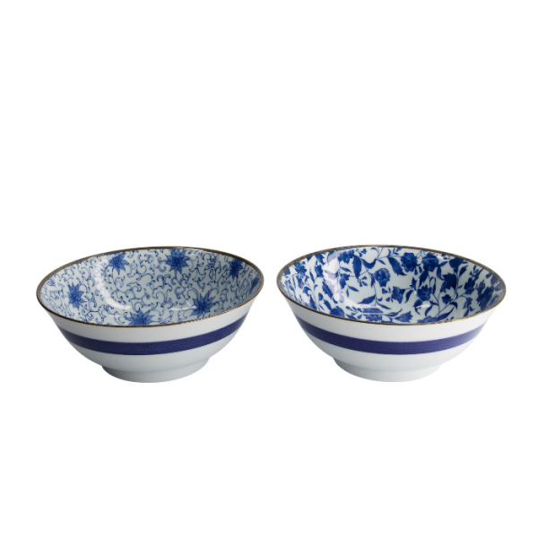 TDS, 2 Bowls Set, Mixed Bowls Japan Flower, Ø 19 cm, Item No. 22528
