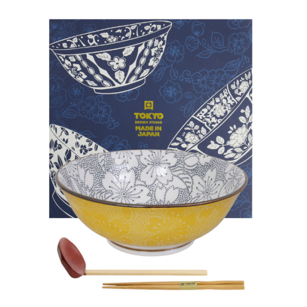 TDS, Ramen Bowl in Gift Box, Mixed Bowls Sakura, 3pcs, Ø 19.7x7cm 1000ml, Item No. 22543