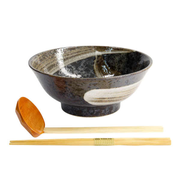 TDS, Ramen Bowl in Gift Box 3Pcs, Akiyo Arahake, Ø 21.3x8.7cm, Item No. 22568