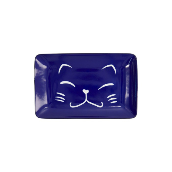 Sushi-Platte Kawaii Lucky Cat Blau, Porzellan, 21 × 13,5 cm, Art.-Nr. 22661