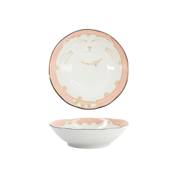 Tokyo Design Studio Reisschale Kawaii Katze Neko Rosa, Porzellan, Ø 16,5 cm, 450 ml