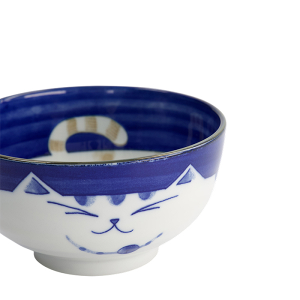 TDS, Rice Bowl, Kawaii Cat Neko, Blue, Ø 16 cm 800 ml - Item No. 2469
