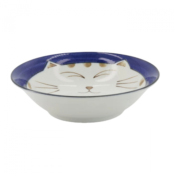 TDS, Rice Bowl, Kawaii Cat Neko, Blue, Ø 16.5 cm 450 ml - Item No. 2471