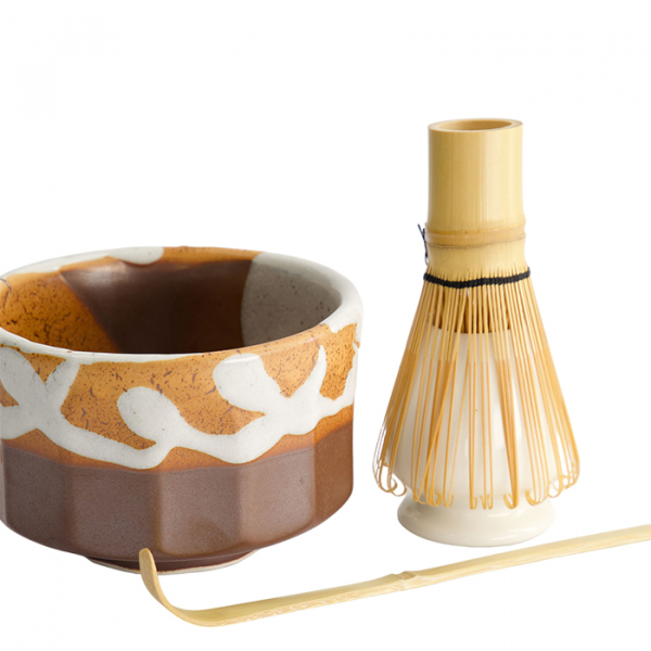 Matcha Schale, Geschenkset, 4Stk, 11 x 8 cm, Kanegin Brown, Art.-Nr. 33005
