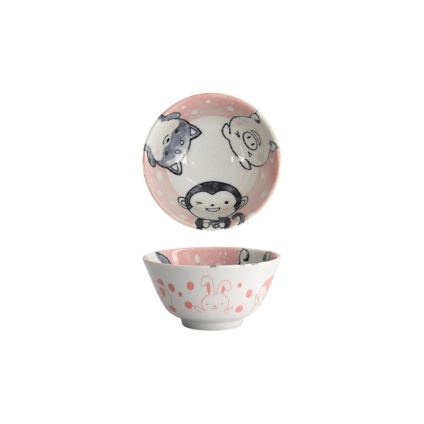 Tokyo Design Studio Reisschale Kawaii Animal Rosa, Porzellan, Ø 12 × 6,4 cm, 300 ml