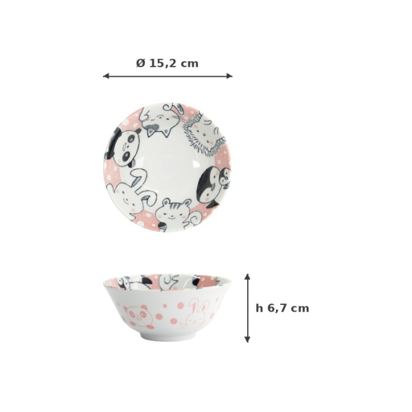 Tayo Bowl Kawaii Animal Pink, Porcelain, Ø 15.2 × 6.7 cm, 500 ml, Item No. 33019