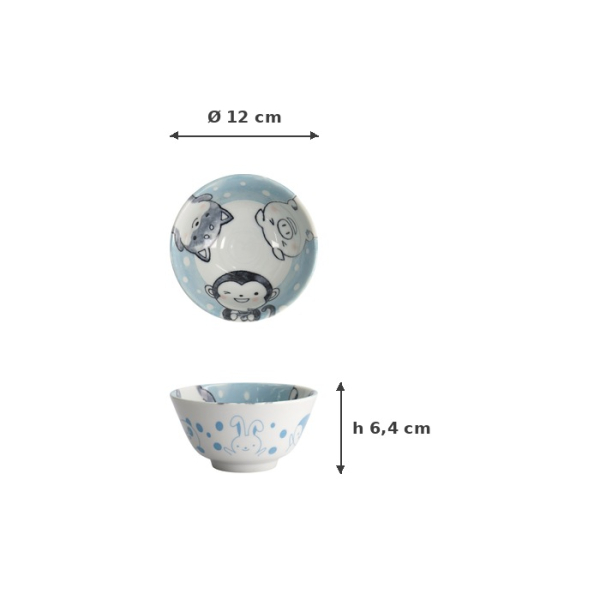 Reisschale Kawaii Animal Blau, Porzellan, Ø 12 × 6,4 cm, 300 ml, Art.-Nr. 33020