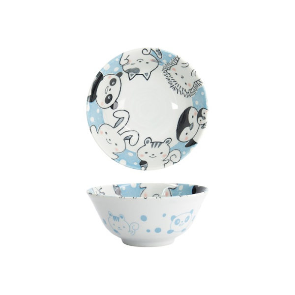 Tokyo Design Studio Tayo Bowl Kawaii Animal Blue, Porcelain, Ø 15.2 × 6.7 cm, 500 ml