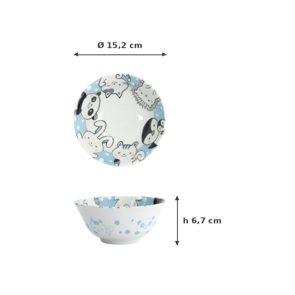 Tayo Bowl Kawaii Animal Blue, Porcelain, Ø 15.2 × 6.7 cm, 500 ml, Item No. 33021