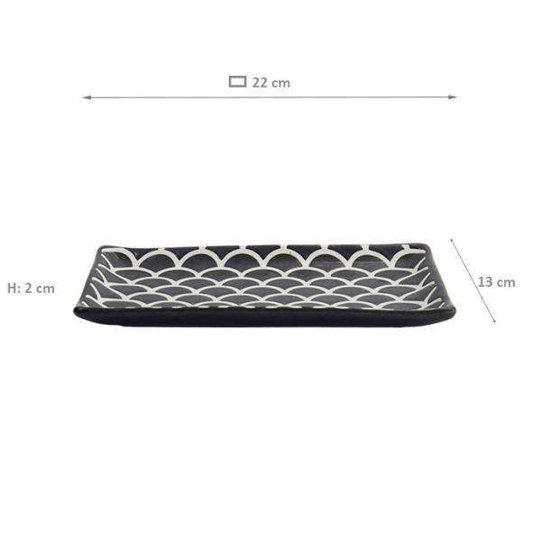 TDS, Sushi Plate, Onyx Noir Mermaid Design, 22x13x2cm, Item No. 33167