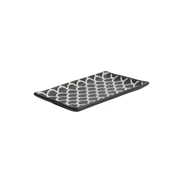 Sushi Plate Onyx Noir Mermaid Black, Porcelain, 22 × 13 × 2 cm, Item No. 33167