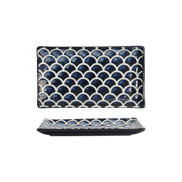 Tokyo Design Studio Sushi-Platte Cobalt Blue Mermaid, Porzellan, 22 × 13 × 2 cm