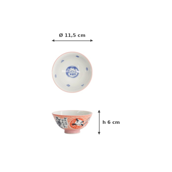 Schale Kawaii Daruma Rosa, Porzellan, Ø 11,5 × 6 cm, 300 ml, Art.-Nr. 33204