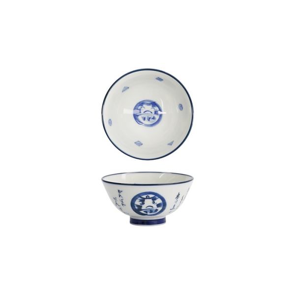 Tokyo Design Studio Schale Kawaii Daruma Blau/Weiß, Porzellan, Ø 11,5 × 6 cm, 300 ml