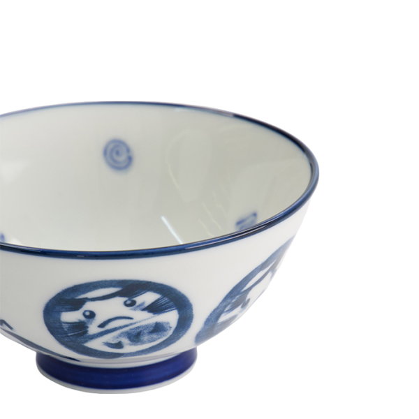 TDS, Rice Bowl, Kawaii, Daruma, Blue/White, Ø 11.5x6cm 300ml, Item No. 33209