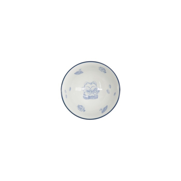 Reisschale Kawaii Lucky Cat Blau/Weiß, Porzellan, Ø 11,5 × 6 cm, 300 ml, Art.-Nr. 33210