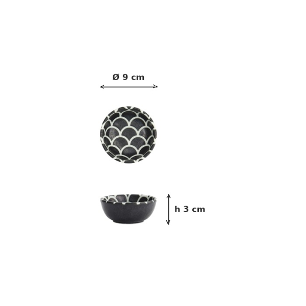 Sauce Bowl Onyx Noir Mermaid Black, Porcelain, Ø 9 × 3 cm, 100 ml, Item No. 33219
