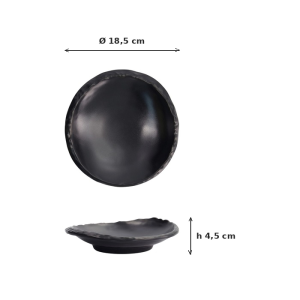 Plate Iwate Black, Melamine, Ø 18.5 × 4.5 cm, Item No. 33282