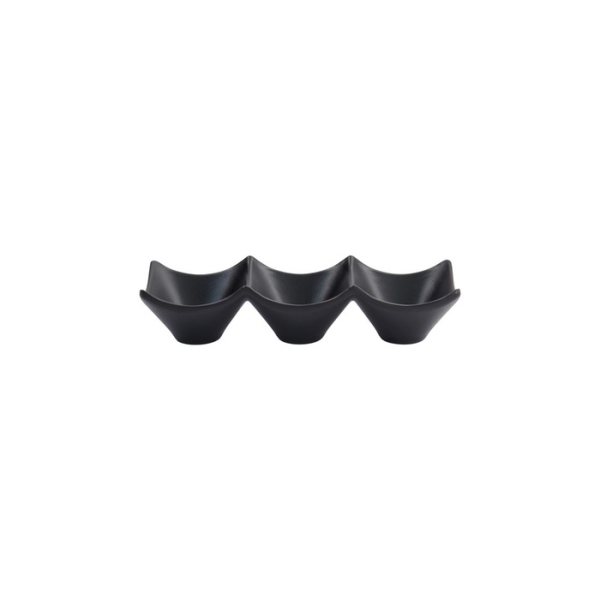 Saucenschale mit 3 Mulden Iwate Black, Melamin, 18,7 × 6,2 × 4,4 cm, 114 ml, Art.-Nr. 33287