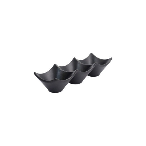 Saucenschale mit 3 Mulden Iwate Black, Melamin, 18,7 × 6,2 × 4,4 cm, 114 ml, Art.-Nr. 33287