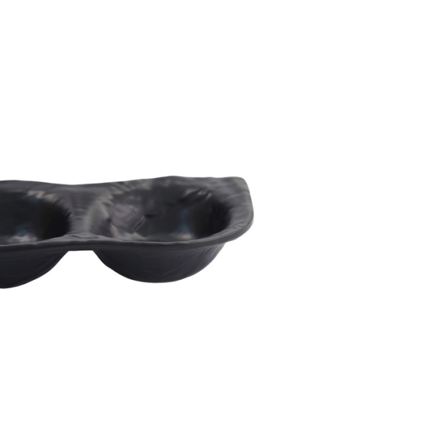 Saucenschale mit 2 Mulden Iwate Black, Melamin, 19,2 × 9,4 × 3,6 cm, 110 ml, Art.-Nr. 33288