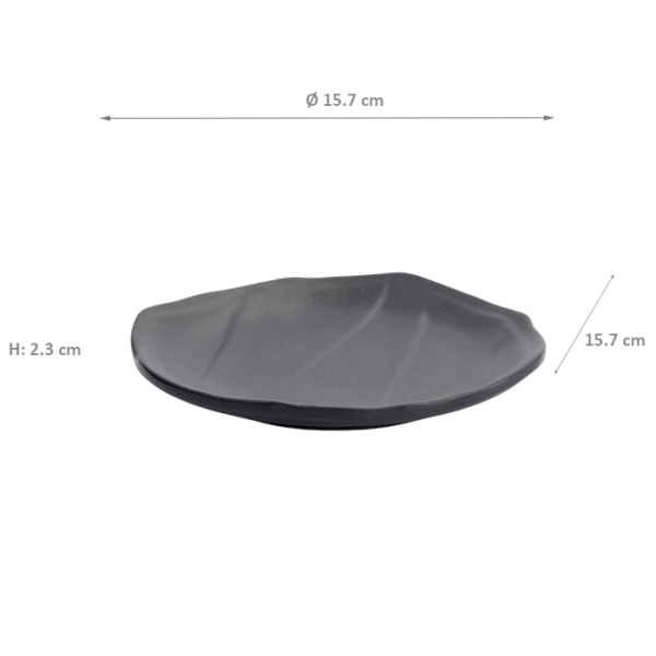 TDS, Round Plate, Melamine Iwate Black, Ø 15.7x2.3cm, Item No. 33289