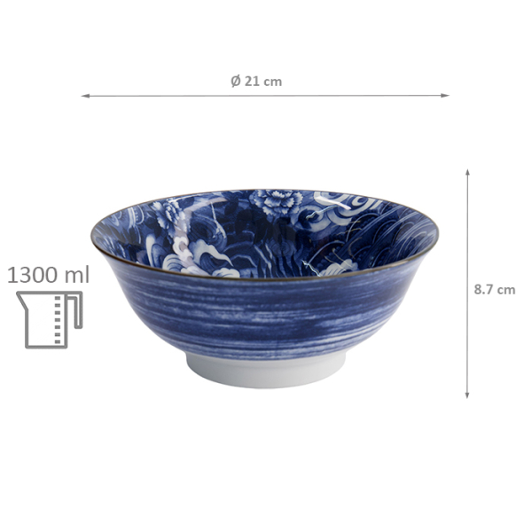 TDS, Schale, Yakuza, Carp, Blau/Weiß, Ø 21x8,7cm 1300ml, Art.-Nr. 33339