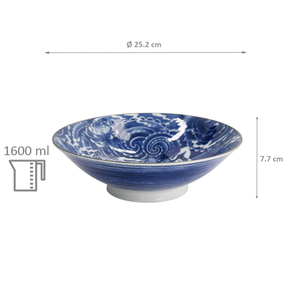 TDS, Schale, Yakuza, Dragon, Blau/Weiß, Ø 25,2x7,7cm 1600ml ,  Art.-Nr. 33342