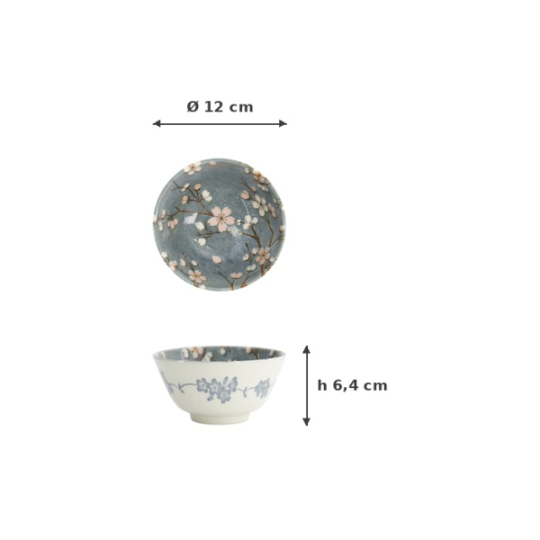 Schale Fujisakura Grau, Porzellan, Ø 12 × 6,4 cm, 300 ml, Art.-Nr. 33346