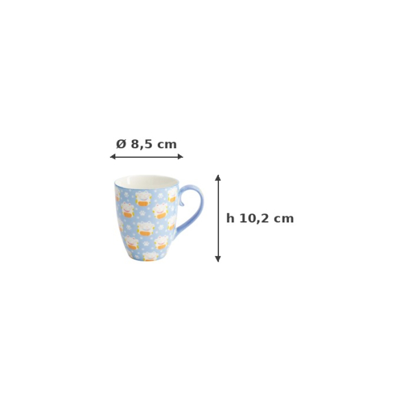 Mug Kawaii Lucky Cat Blue in Gift Box, Porcelain, Ø 8.5 × 10.2 cm, 380 ml, Item No. 33358
