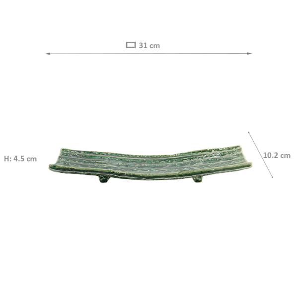 TDS, Rectangular Plate, Mino Craft, Green, 31x10.2x4.5cm, Item no. 33373