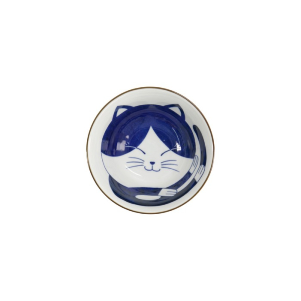 Tayo Bowl Kawaii Cat Neko Blue (Blue/White), Porcelain, Ø 14.9 × 6.7 cm, 500 ml, Item No. 33413