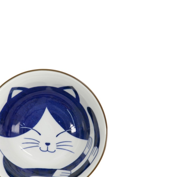 Tayo Bowl Kawaii Cat Neko Blue (Blue/White), Porcelain, Ø 14.9 × 6.7 cm, 500 ml, Item No. 33413