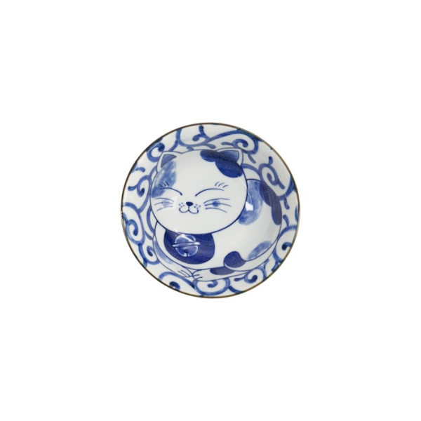 Tayo Bowl Kawaii Cat Neko Blue (Blue/White), Porcelain, Ø 14.9 × 6.7 cm, 500 ml, Item No. 33414
