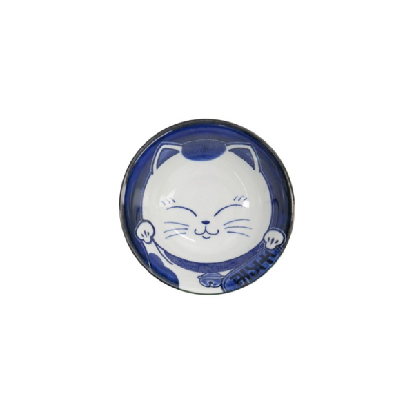 Tayo Bowl Kawaii Cat Neko Blue (Blue/White), Porcelain, Ø 14.9 × 6.7 cm, 500 ml, Item No. 33415