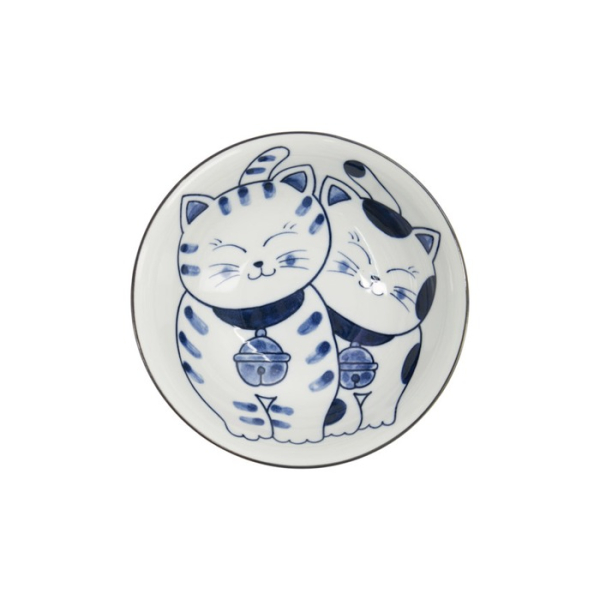 Ramenschale Kawaii Cat Neko Blau (Blau/Weiß), Porzellan, Ø 19,7 × 7,5 cm, 1 l, Art.-Nr. 33420