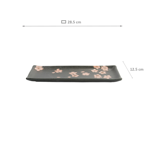 TDS, Rechteckiger Teller, Sakura, Schwarz, 28,5x12,5cm, Art.-Nr. 33491