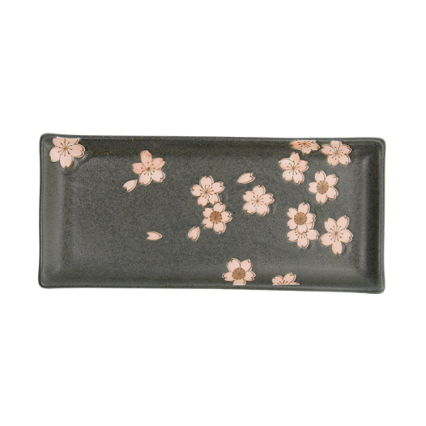 TDS, Rechteckiger Teller, Sakura, Schwarz, 28,5x12,5cm, Art.-Nr. 33491