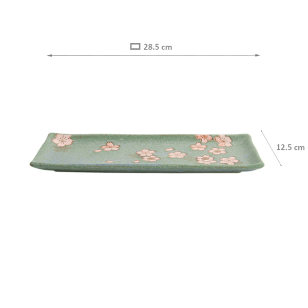 TDS, Rechteckiger Teller, Sakura, Grün, 28,5x12,5cm, Art.-Nr. 33493