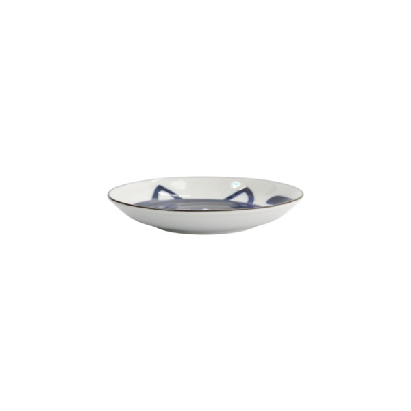 Plate Kawaii Cat Neko Blue/White, Porcelain, Ø 16.7 × 2.8 cm, Item No. 33494