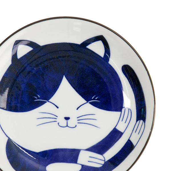 TDS, Runder Teller, Kawaii Cat Neko, Blau, Ø 16,7x2,8cm, Art.-Nr. 33494