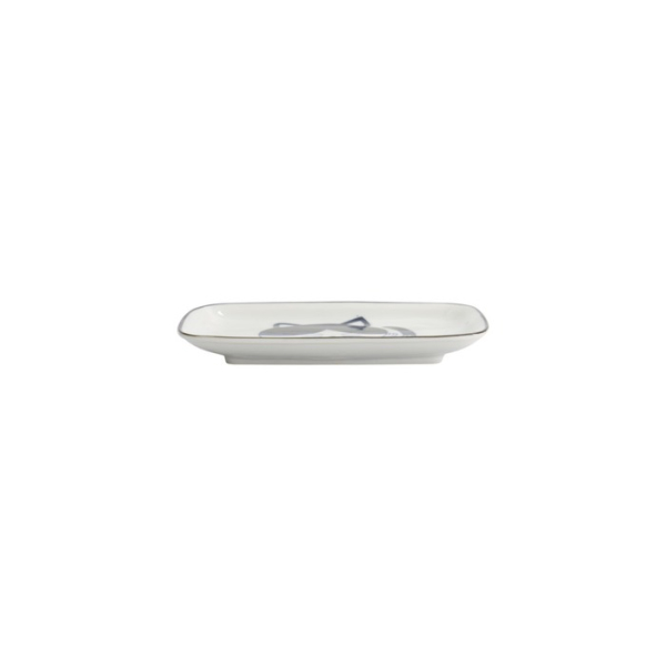 Rectangular Plate Kawaii Cat Neko D Blue/White, Porcelain, 16.3 × 10.2 cm, Item No. 33495