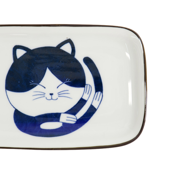 TDS, Quadratischer Teller, Kawaii Cat Neko, Blau, 16,3x10,2cm, Art.-Nr. 33495